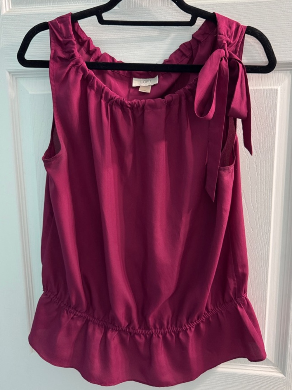 LOFT Magenta Tie-Shoulder Sleeveless Camisole
